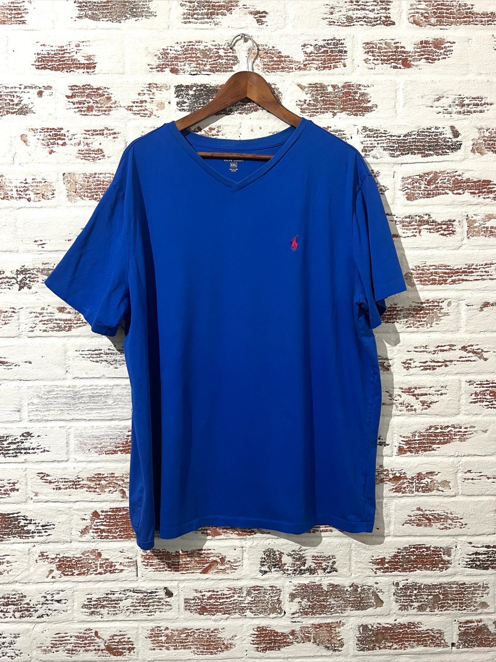 Polo Ralph Lauren T-shirt V-neck Short Sleeve Royal Blue Pony Logo Sz XXL